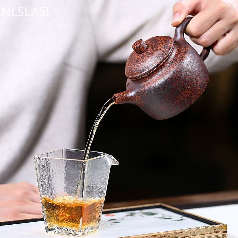 Kínai Yixing teáskanna hagyományos tűzifa kemence csere lila agyag teáskanna kézzel készített szűrő szépség vízforraló teaszertartás ajándékok 260 ml