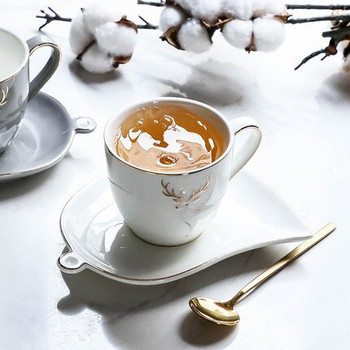 Европейски стил Малка луксозна керамична чаша за кафе и чинийка Домакински семпъл скандинавски стил Чаша за английски следобеден чай Съдове