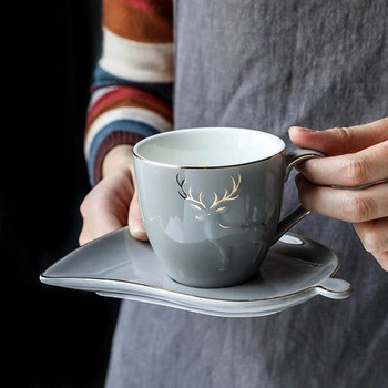 Европейски стил Малка луксозна керамична чаша за кафе и чинийка Домакински семпъл скандинавски стил Чаша за английски следобеден чай Съдове