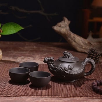 150ml Yixing Teapot Purple Clay Kung Fu Tea Handmade Dragon Elephant Squirrel Teapot with 3 τμχ Σετ φλιτζάνι 50% έκπτωση