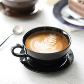 Europietiško stiliaus spalvingas kavos puodelis su lėkštučių rinkiniu Creative Underglaze Biuro popietės arbatos puodelis Porcelianinis kapučino latte puodelis