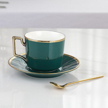 Творчески керамични комплект чаши и чинийки с бъркалка лъжица за кафе кухненски прибори чаша за кафе сервизи за кафене турска кухня