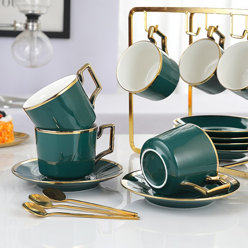 Set de căni și farfurioare creative din ceramică cu linguriță de cafea care amestecă ustensile de bucătărie ceașcă de cafea vesela cafenea bucătărie turcească