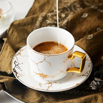 Мраморна Керамична чаша за кафе Пном Пен с комплект чинийки и лъжици Скандинавски порцелан Офис Чаши за кафе Кафе Чаша за еспресо Съдове