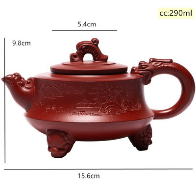 Nagy kapacitású 290 ml Yixing teáskanna lila agyag Háromlábú Sárkány teáskanna szépségek kézzel készített vízforraló Dahongpao teáskészlet Egyedi