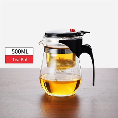 Teáskannák Hőálló üveg teáskanna Tea infuser Kínai Kung Fu teáskészlet Vízforraló Kávé üvegfőző Kényelmes irodai teáskészletek