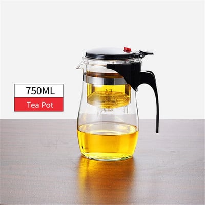 Teáskannák Hőálló üveg teáskanna Tea infuser Kínai Kung Fu teáskészlet Vízforraló Kávé üvegfőző Kényelmes irodai teáskészletek