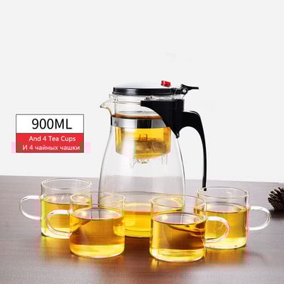 Teáskannák Hőálló üveg teáskanna Tea infuser Kínai Kung Fu teáskészlet Vízforraló Kávé üvegfőző Kényelmes irodai teáskészletek