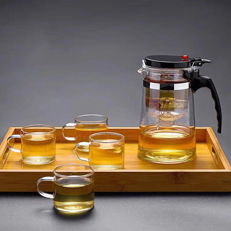 Teáskannák Hőálló üveg teáskanna Tea infuser Kínai Kung Fu teáskészlet Vízforraló Kávé üvegfőző Kényelmes irodai teáskészletek