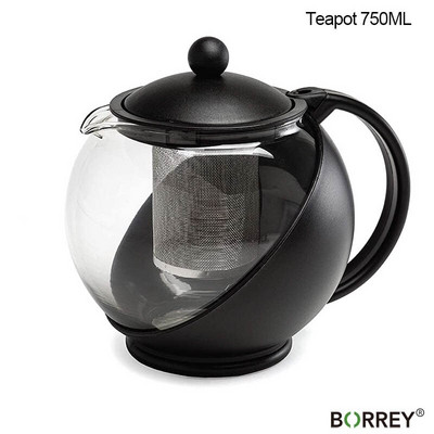 BORREY boroszilikát üveg teáskanna eltávolítható infúziós szűrővel Half Moon Flower teáskanna kávéfőző hőálló üveg teáskanna