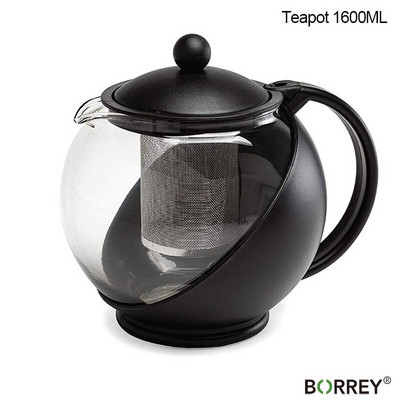 BORREY boroszilikát üveg teáskanna eltávolítható infúziós szűrővel Half Moon Flower teáskanna kávéfőző hőálló üveg teáskanna