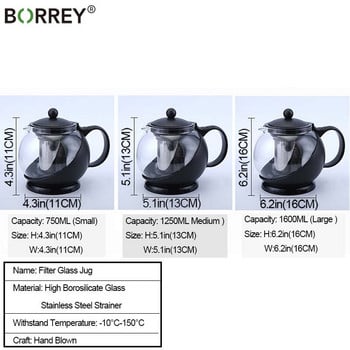 Τσαγιέρα BORREY Half Moon με αφαιρούμενο έγχυση Blooming και Loose Leaf Tea Maker Σετ τσαγιού Flower Flower Puer Oolong Tea Kettle