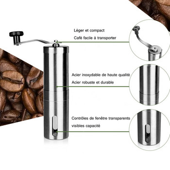 Χειροκίνητος Μύλος καφέ Μίνι Χειροποίητος Μύλος Καφέ από ανοξείδωτο ατσάλι Μύλος Αφριστής Εργαλείο κουζίνας Αξεσουάρ καφέ