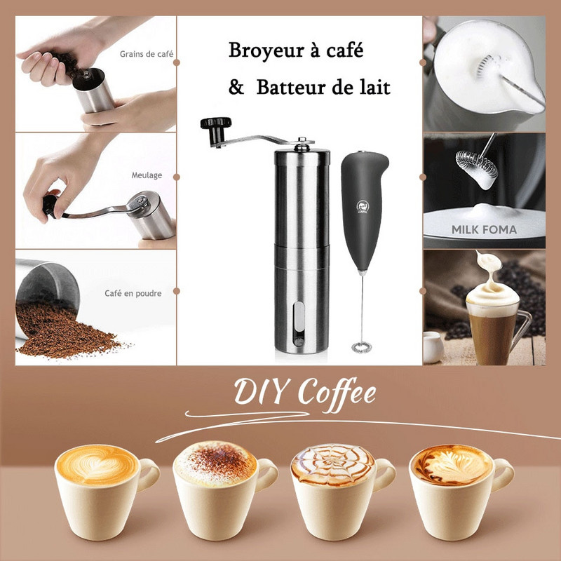 Rankinis nerūdijančio plieno nerūdijančio plieno rankinis kavos malūnėlis rankų darbo kavos pupelių malūnėlis malūnėlis, putplastis virtuvės įrankis kavos priedai