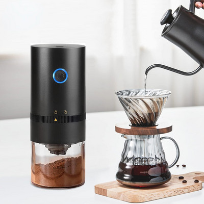 Elektromos kávédaráló automata babdaráló hordozható eszpresszógép kávézóhoz, otthoni utazáshoz USB újratölthető