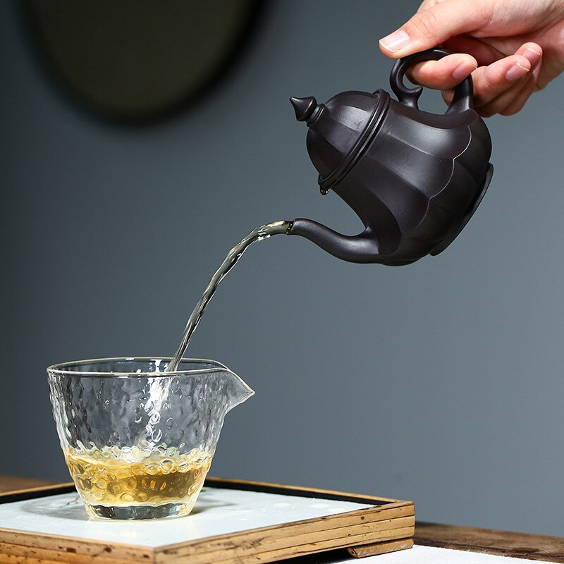 190 ml Yixing purpurinio molio arbatinukai Neapdorotos rūdos juodojo purvo arbatos puodelis virdulys rankų darbo Zisha arbatos arbatos rinkinys Kinų arbatos ceremonija pritaikyta