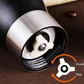Χειροκίνητη ρυθμιζόμενη μηχανή λείανσης καφέ Φορητή μηχανή λείανσης κόκκων καφέ με λαβή από ανοξείδωτο χάλυβα
