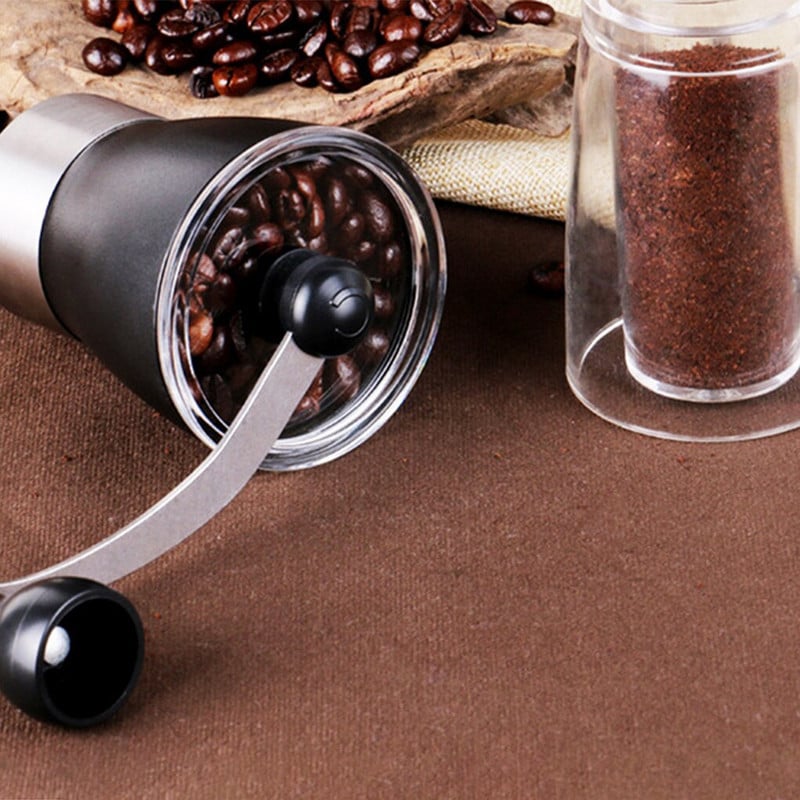 Rankiniu būdu reguliuojamas kavos malūnėlis Nešiojamas pupelių kavos malimo aparatas su nerūdijančio plieno rankena