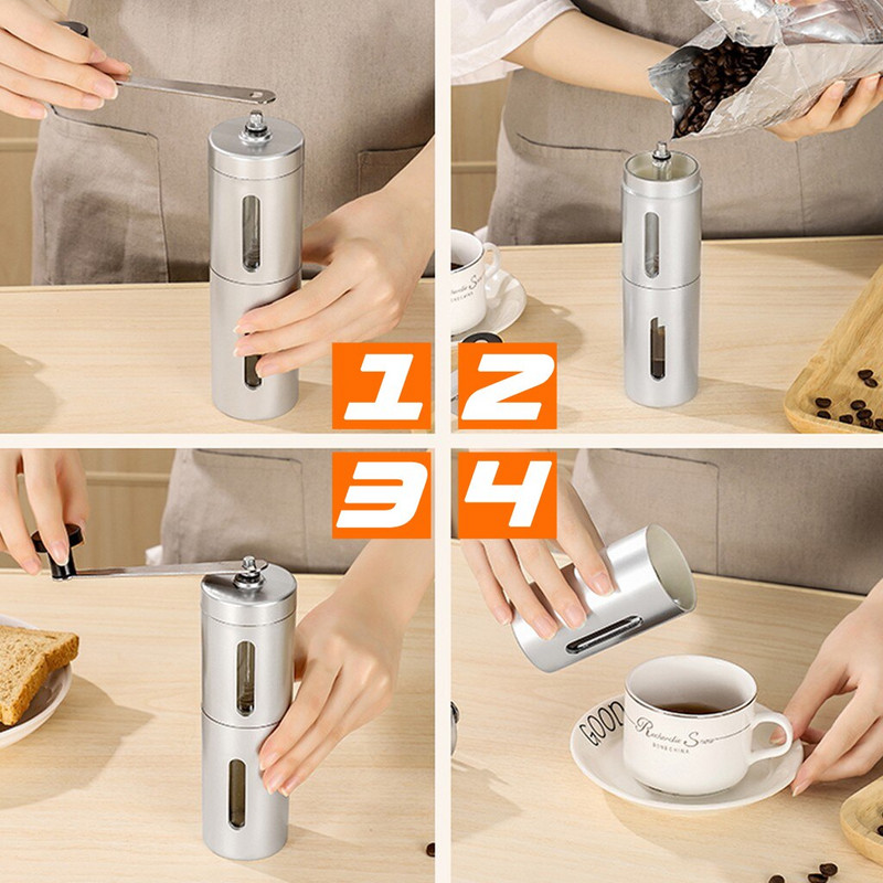 Rozsdamentes acél hordozható kézi kávédaráló, professzionális kézi kávédaráló, mini kézzel készített babsorzó konyhai eszköz