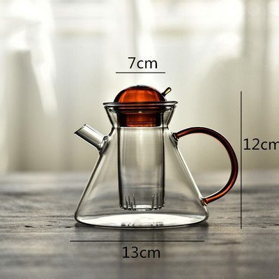 Stiklinis arbatinukas permatomas vitražas arbatinukų rinkinys aukštai temperatūrai atsparus retro kavos puodo alaus filtro krepšelio talpykla