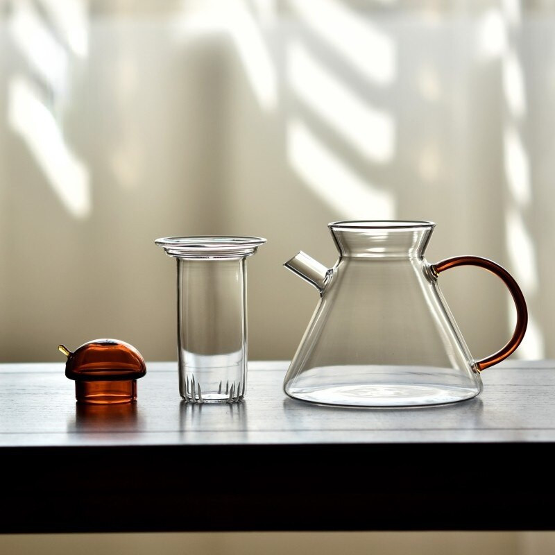 Stiklinis arbatinukas permatomas vitražas arbatinukų rinkinys aukštai temperatūrai atsparus retro kavos puodo alaus filtro krepšelio talpykla