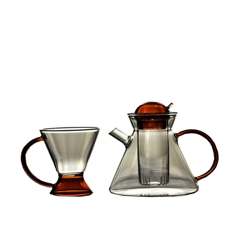 Stiklinis arbatinukas permatomas vitražas arbatinukų rinkinys aukštai temperatūrai atsparus retro kavos puodo alaus filtro krepšelio talpykla