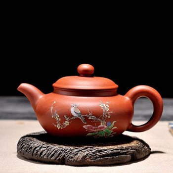 Purple ClayTea Pot Floral Bird Spring Pattern Teapot Handmade Kungfu Teaware 150ml 250ml Infuser Kettle Ceramic Crafts