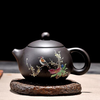 Purple ClayTea Pot Floral Bird Spring Pattern Teapot Handmade Kungfu Teaware 150ml 250ml Infuser Kettle Ceramic Crafts