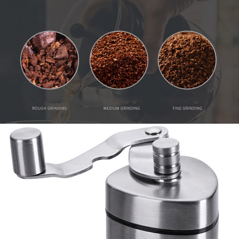 Rasnita manuala de cafea Mini rasnita de cafea din otel inoxidabil cu manivela masina de tocat pulbere portabila conica cu maner
