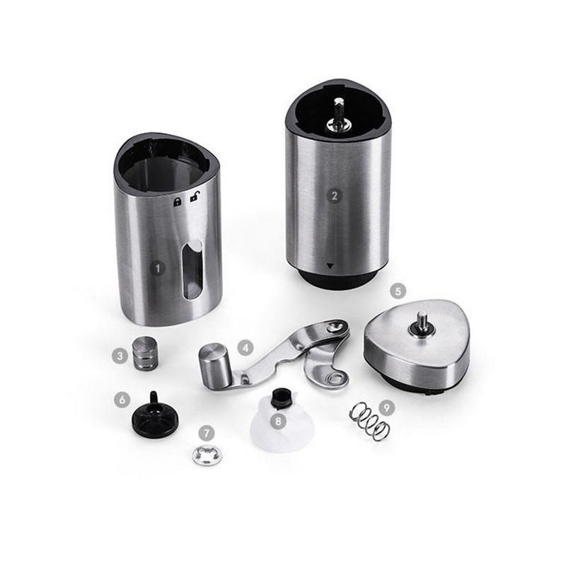 Rasnita manuala de cafea Mini rasnita de cafea din otel inoxidabil cu manivela masina de tocat pulbere portabila conica cu maner