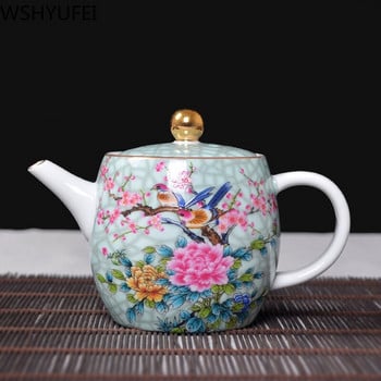 WSHYUFEI Αυθεντική τσαγιέρα Jingdezhen Porcelain Art Bird Exquisite Enamel Color Teapot χειροποίητα κεραμικά Teaware Σετ τσαγιού 280ml