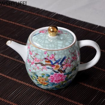 WSHYUFEI Αυθεντική τσαγιέρα Jingdezhen Porcelain Art Bird Exquisite Enamel Color Teapot χειροποίητα κεραμικά Teaware Σετ τσαγιού 280ml