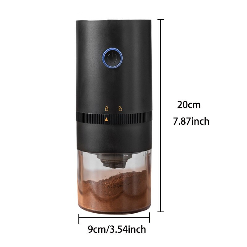 2022 m. Naujas atnaujinimas Kavos malūnėlis Nešiojamas automatinis malūnėlis Keraminis kavos pupelių malūnėlis C TYPE-C USB greitas įkrovimas