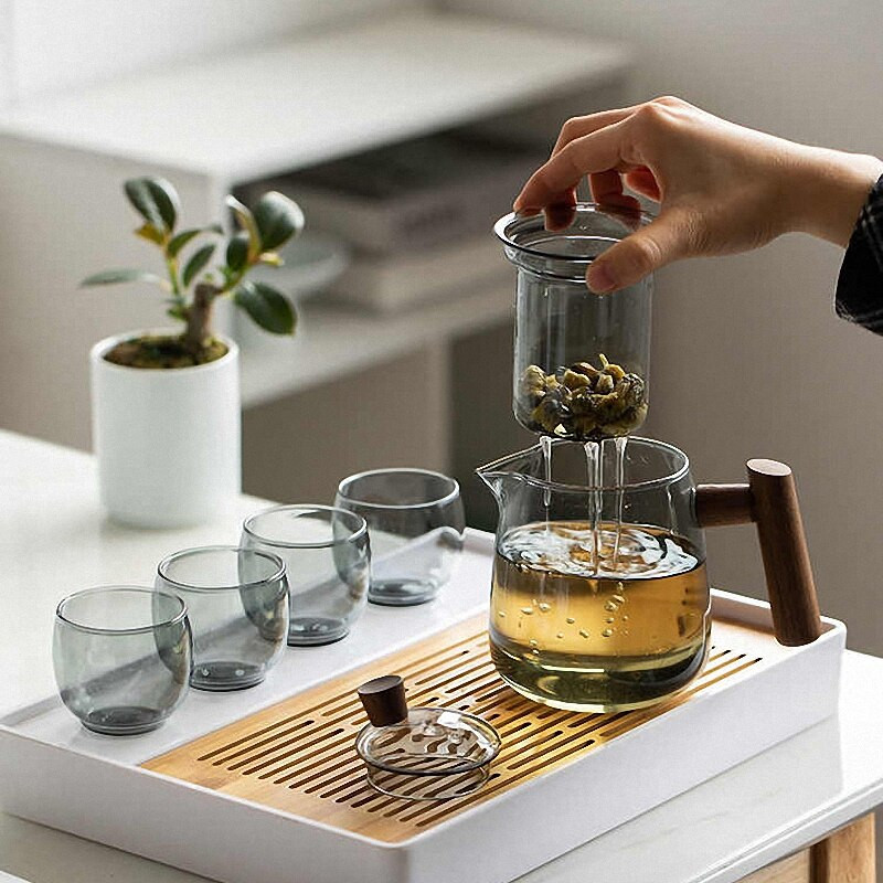 Ceainice simple din sticlă PINNY Conține căptușeală de filtru Ceainic Kung Fu de borosilicat de înaltă rezistență Vase portabile