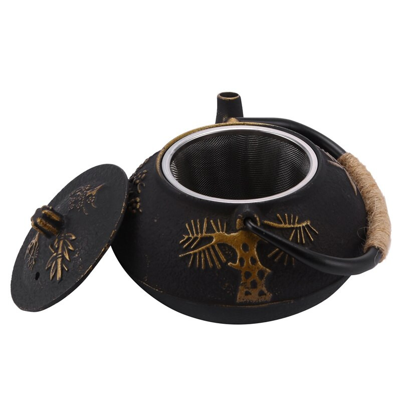 Japoniškas ketaus arbatinukas su nerūdijančio plieno infuzija / sieteliu , slyvų žiedai 30 uncijų ( 900 ml )