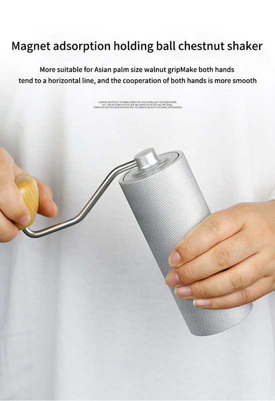 Atnaujinkite rankinį kavos malūnėlį CNC nerūdijančio plieno šlifavimo šerdies reguliuojamas profesionalus kavos pupelių malimas su dvigubu guoliu