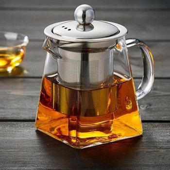 550/750/950ML Прозрачен чайник Топлоустойчива настойка за чай Домакински прибори за чай Стъклен чайник с настойка от неръждаема стомана