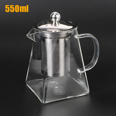 550/750/950ML ceainic transparent infuzor de ceai rezistent la caldura ceainic din sticla de uz casnic cu infuzor din otel inoxidabil
