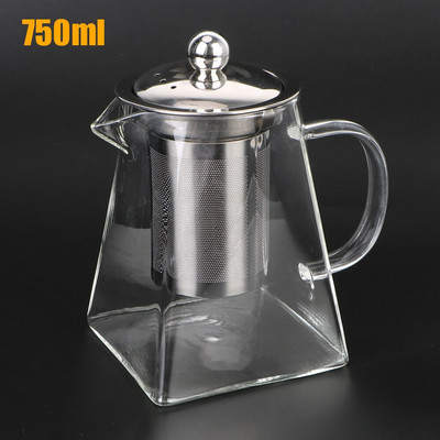 550/750/950ML ceainic transparent infuzor de ceai rezistent la caldura ceainic din sticla de uz casnic cu infuzor din otel inoxidabil