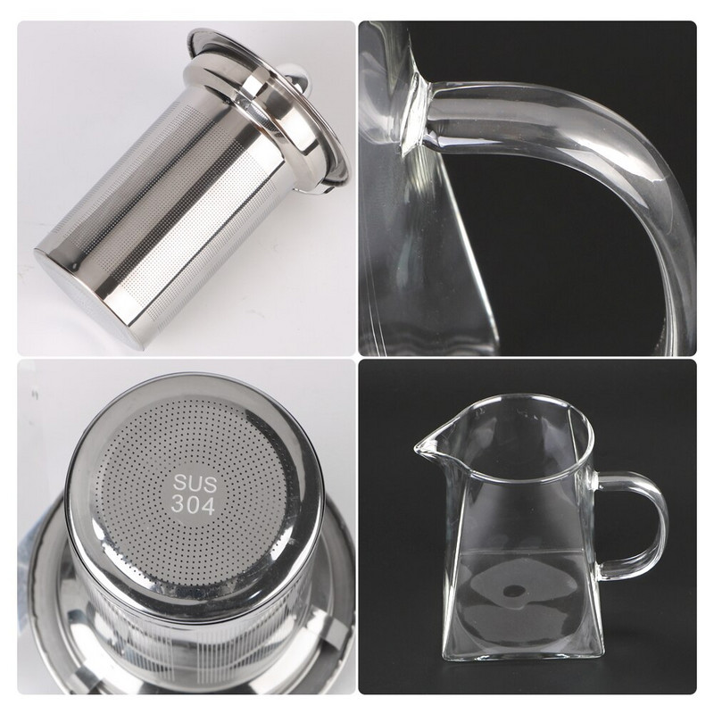 550/750/950ML ceainic transparent infuzor de ceai rezistent la caldura ceainic din sticla de uz casnic cu infuzor din otel inoxidabil