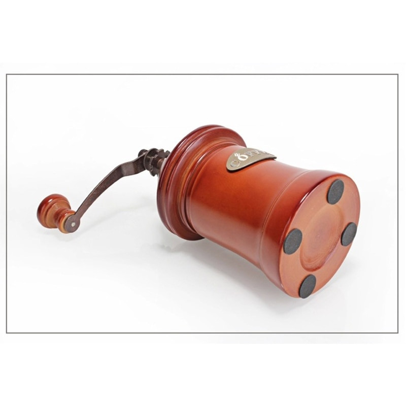 Rasnita de cafea manuala din lemn, vintage, cu manivela, cu freza din ceramica cu setare reglabila