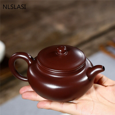 WSHYUFEI Authentic Yixing teáskanna zisha teáskanna Nyersérc Lila iszap Kínai kézzel készített vízforraló lila agyag ital edény 210ml
