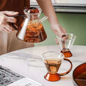 Скандинавски прозрачен стъклен чайник Комплект чаени чаши Топлоустойчива кухненска чаша Кафе Пуер Чайник Мляко с жасмин Улонг Черен чайник