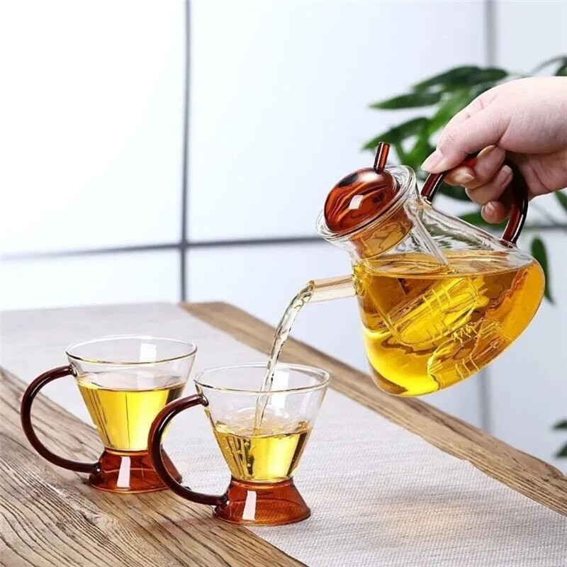 Északi átlátszó üveg teáskanna teáscsésze készlet hőálló konyhai csésze kávé Puer teás edény Jázmin tej Oolong fekete teás vízforraló
