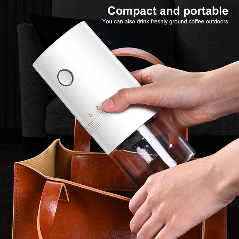 Elektrinis kavos malūnėlis 2-3 puodelių automatinis kūginis kavos pupelių malūnėlis Reguliuojami malimo nustatymai Įkraunamas espresas