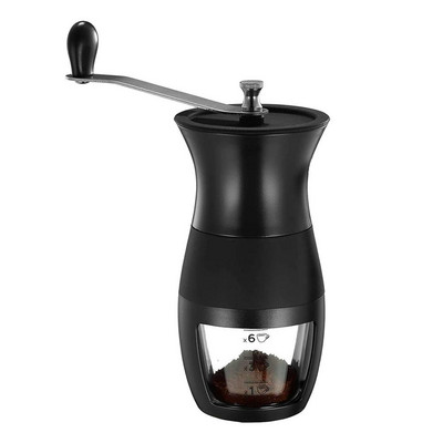 Manuális Burr kávédaráló Hordozható kerámia Burr kávéfőző fokozatmentesen állítható darálóval Kézi forgattyús kávédaráló a Hom számára