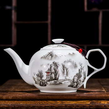 CHANSHOVA Китай Син и бял тънък порцеланов чайник Голям капацитет 320ML 1L Керамичен чайник традиционен китайски сервиз за чай H145
