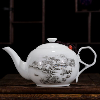 CHANSHOVA Китай Син и бял тънък порцеланов чайник Голям капацитет 320ML 1L Керамичен чайник традиционен китайски сервиз за чай H145