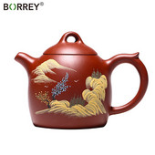 BORREY Yixing Kung Fu Zisha tējkanna ar rokām darināta tējkanna Purpura māla tējas kanna Ķīniešu tējas ceremonija pēc pasūtījuma dāvana Puer Oolong tējas kanna