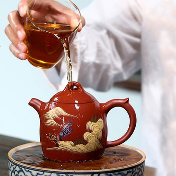 BORREY Yixing Kung Fu Zisha чайник Ръчно изработена кана за чай Лилава глинена кана за чай Китайска чайна церемония персонализиран подарък Puer Oolong кана за чай